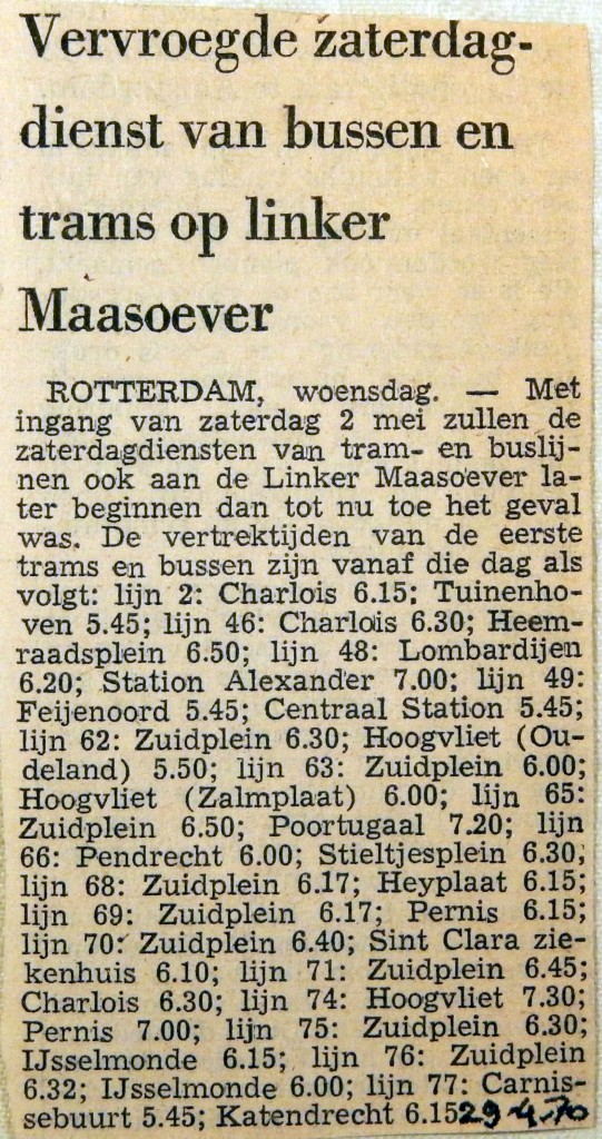 19700429 Vervroegde zaterdagdienst op linker maasoever