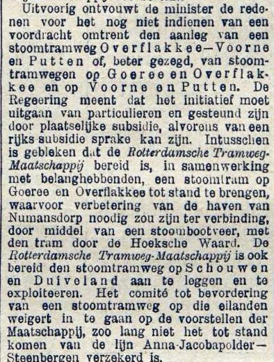 18951209 Minister over lijn Overflakkee. (De Tijd)