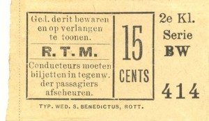 Na 1891 waren de plaatsbewijzen voor de stoomtram naar Schiedam nog slechts te onderscheiden van de paardentrambiljetten door de vermelding van de klasse waar het kaartje geldig voor was.