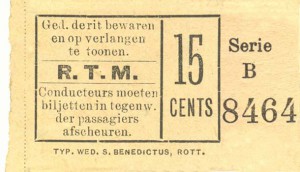Voor het gehele traject van de intercommunale paardentramlijn Slagveld - Overschie moest 15 cent betaald worden. 