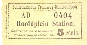 Oorspronkelijk werd er voor een enkele reis over het gehele traject van Hoofdplein naar Station een prijs van vijf cents gerekend.