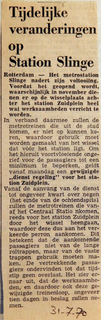 19700731 Tijdelijke veranderingen op station Slinge