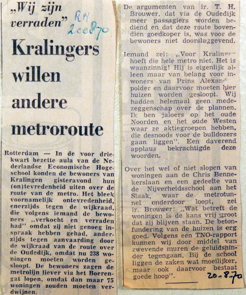 19700820 Kralingers willen andere metroroute (RN)