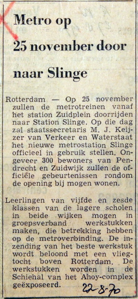19700827 Metro op 25 november door naar Slinge