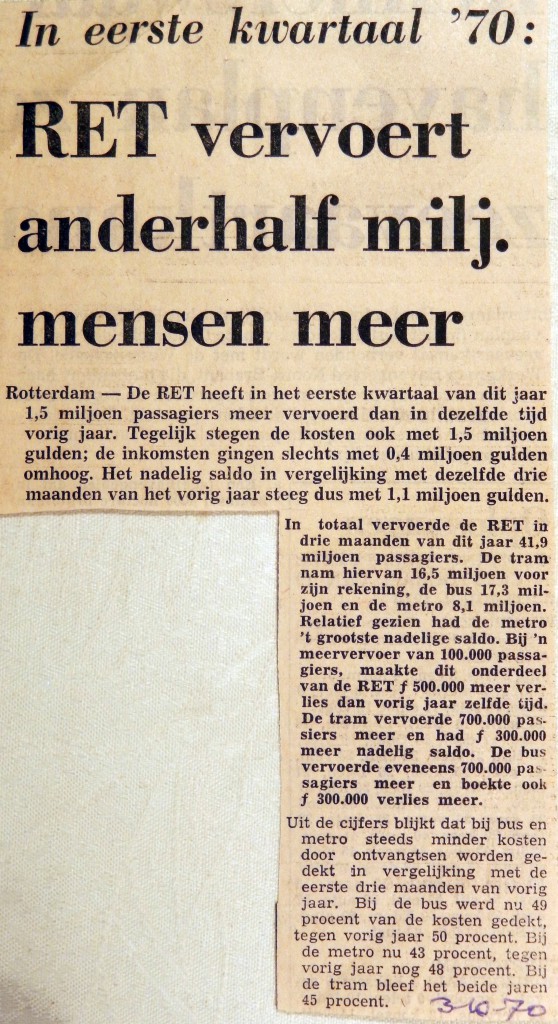 19701003 RET vervoert anderhalf miljoen mensen meer