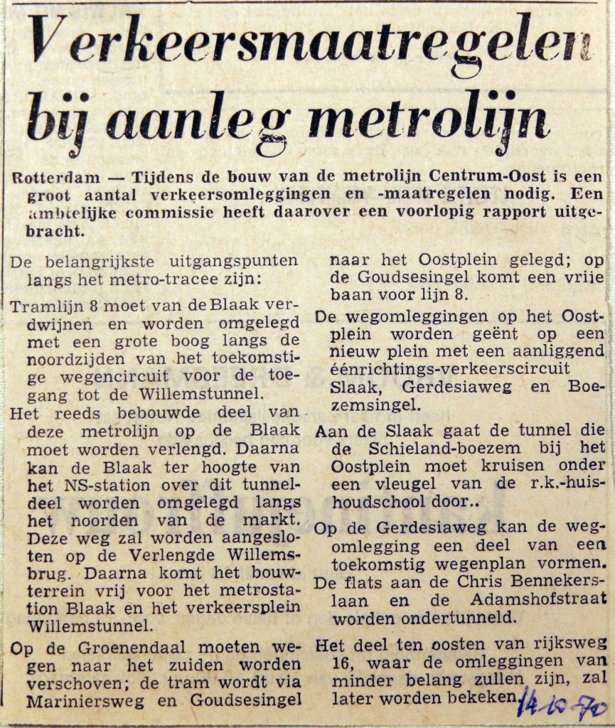 19701014 Verkeersmaatregelen bij aanleg metrolijn