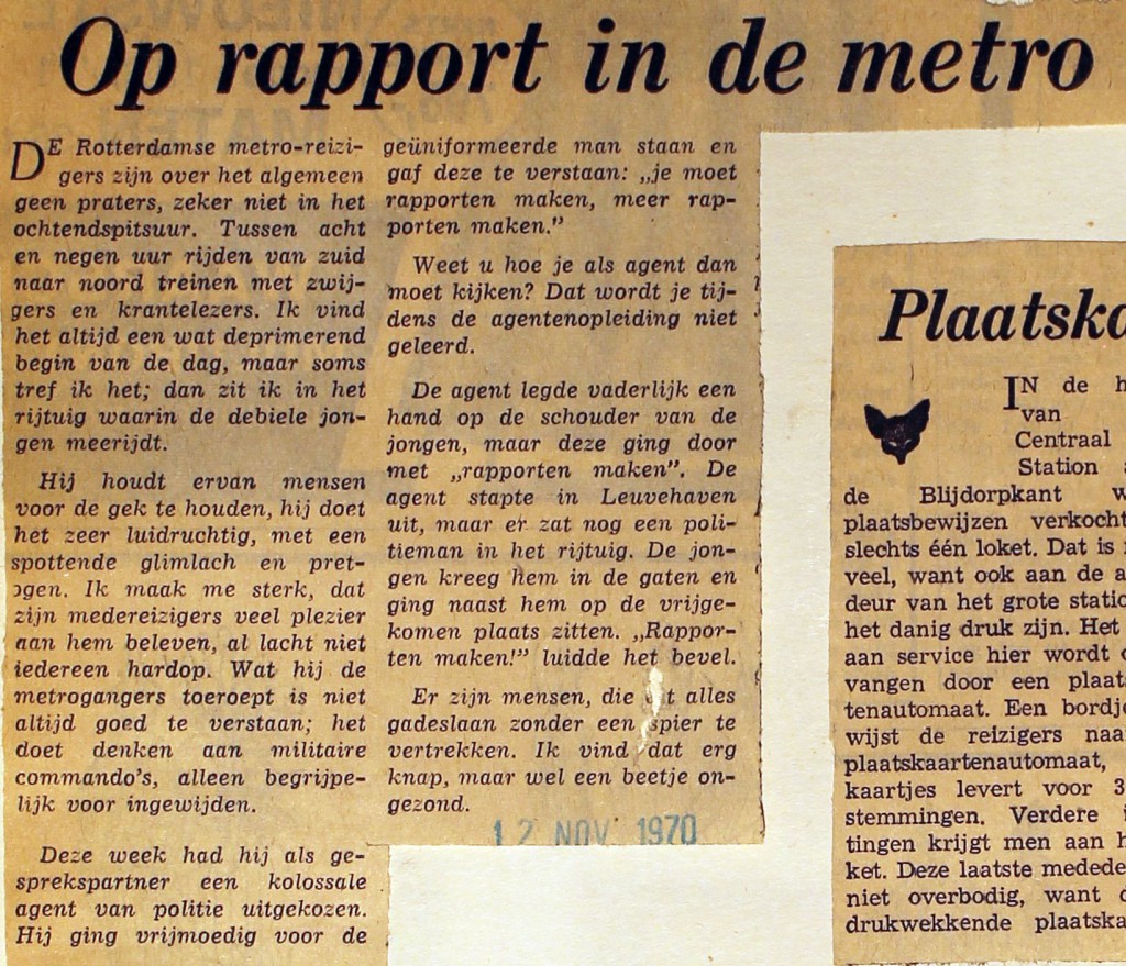 19701112 Op rapport in de metro.