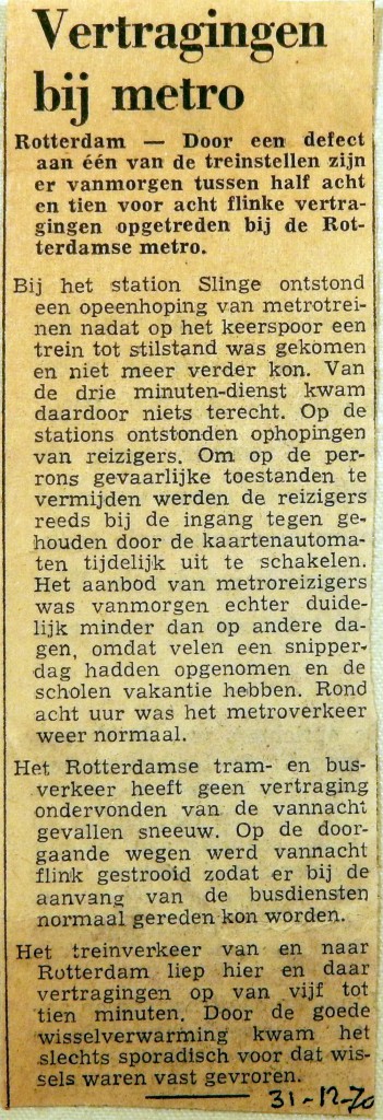 19701231 Vertragingen bij de metro