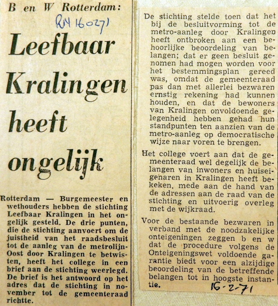 19710216 Leefbaar Kralingen heeft ongelijk (RN)
