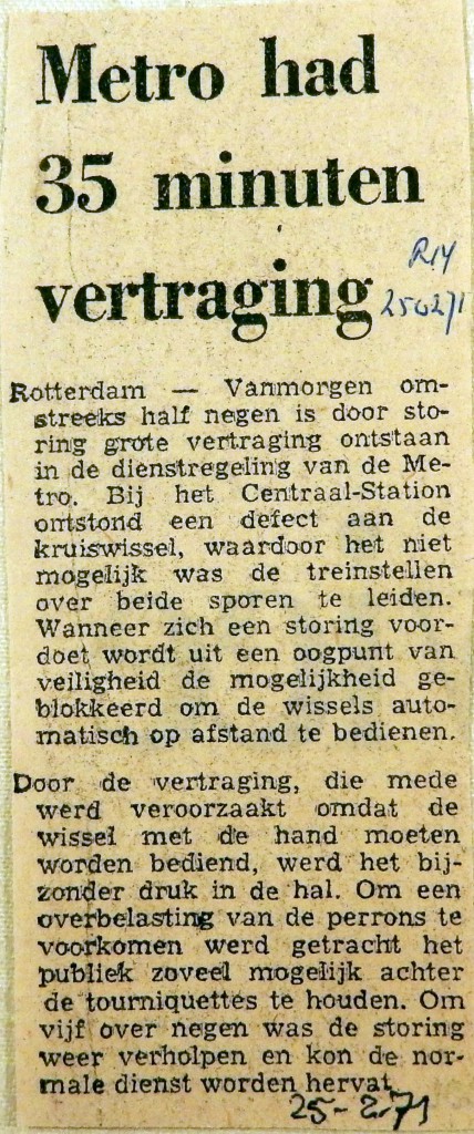 19710225 Metro had 35 minuten vertraging (RN)