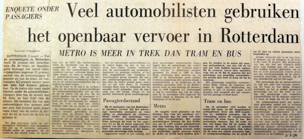 19710303 Veel automobilisten gebruiken openbaar vervoer