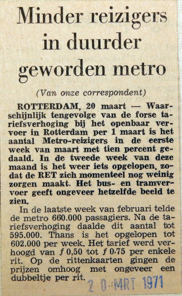 19710320 Minder reizigers in duurder geworden metro