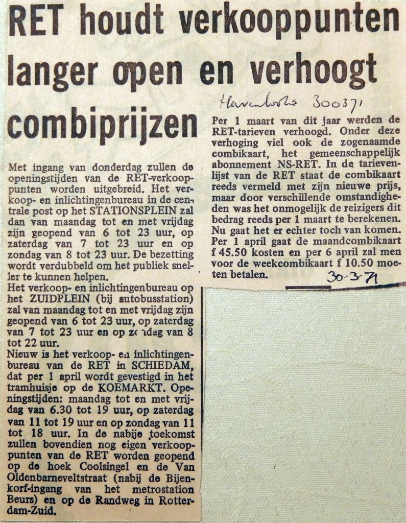 19710330 RET langer open en combiprijzen hoger (Havenloods)