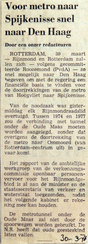 19710330 Voor metro naar Spijkenisse snel naar Den Haag