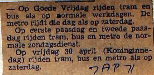 19710407 Dienstregeling Goede Vrijdag.