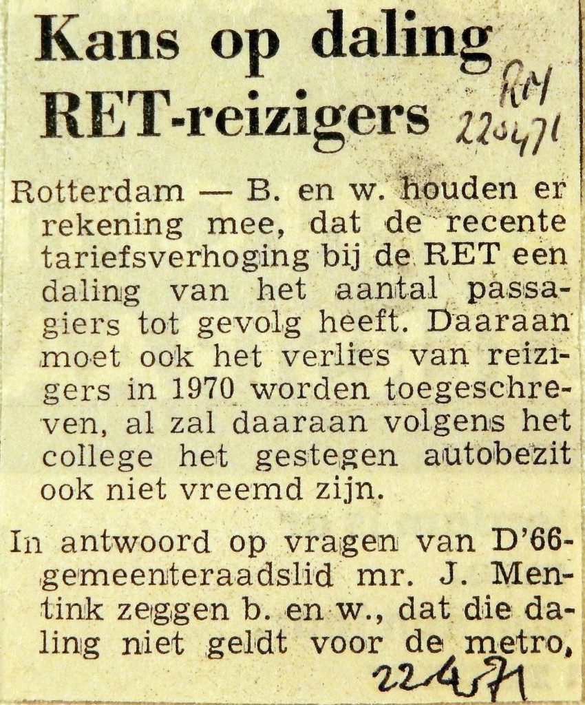 19710422 Kans op daling RET reizigers (RN)