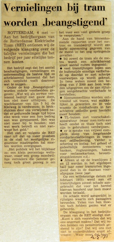 19710504 Vernielingen bij tram worden beangstigend