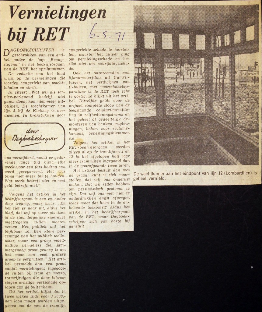 19710506 Vernielingen bij RET.