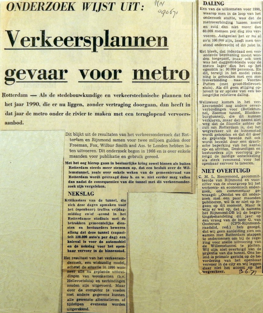 19710609 Verkeersplannen gevaar voor metro (RN)