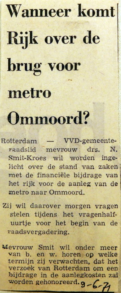 19710609 Wanneer komt Rijk over de brug voor metr Ommoord