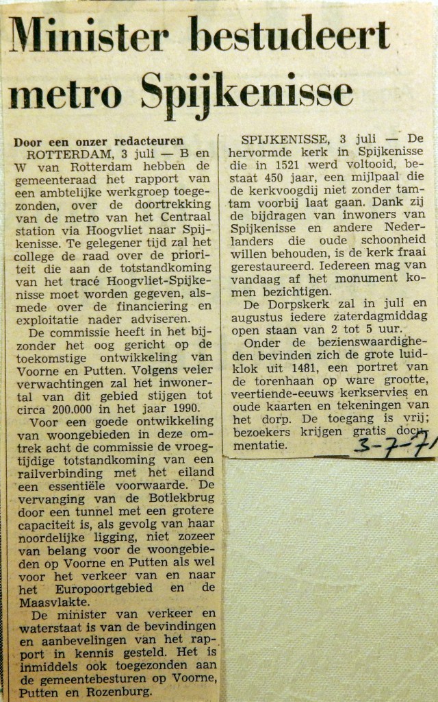 19710703 Minister bestudeert metro Spijkenisse