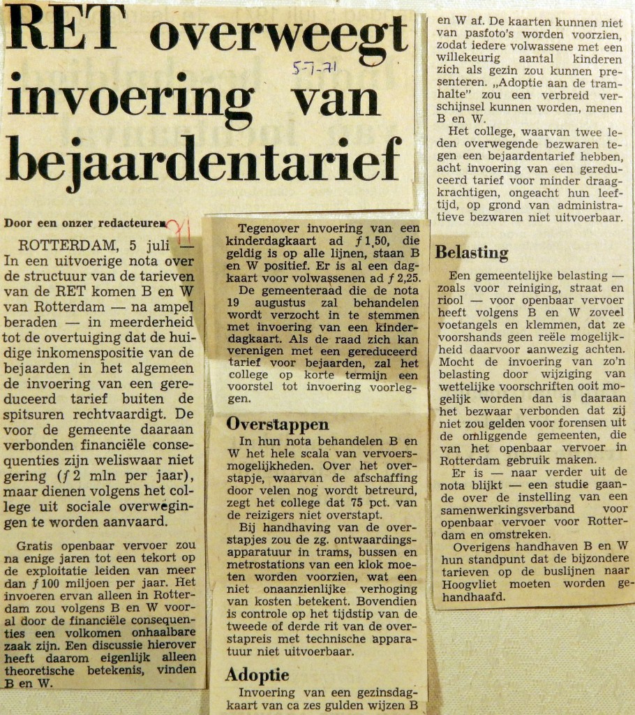 19710705 RET overweegt bejaardentarief