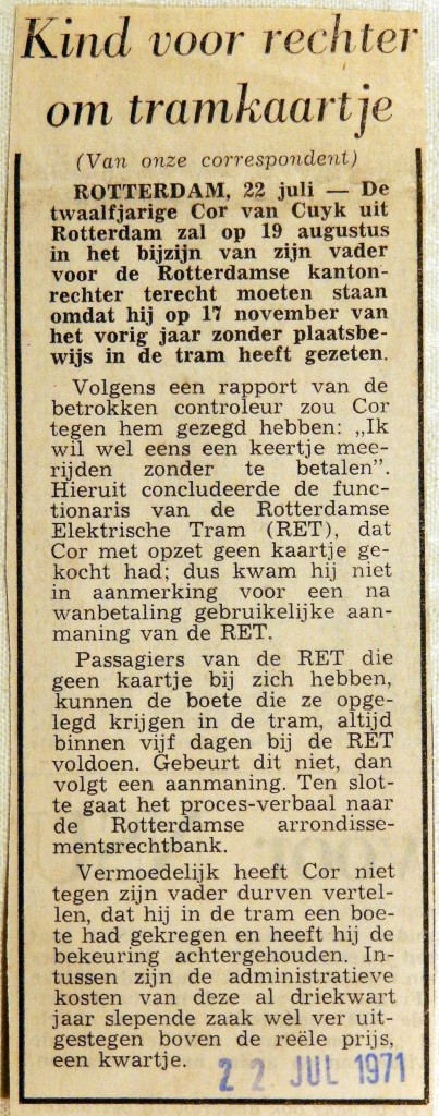 19710722 Kind voor rechter om tramkaartje