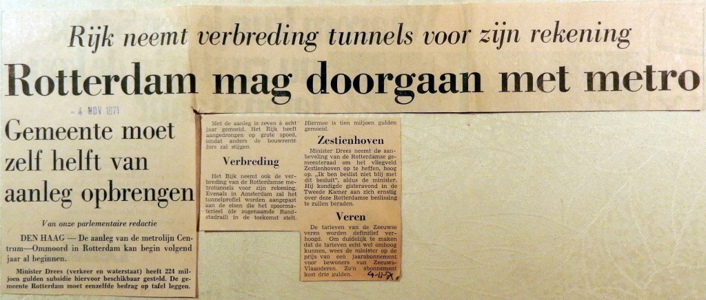 19711104 Rotterdam mag doorgaan met metro