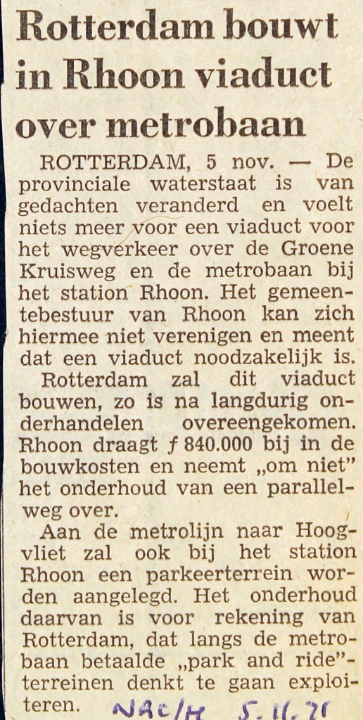 19711105 Viaduct metro in Rhoon. (NRC)