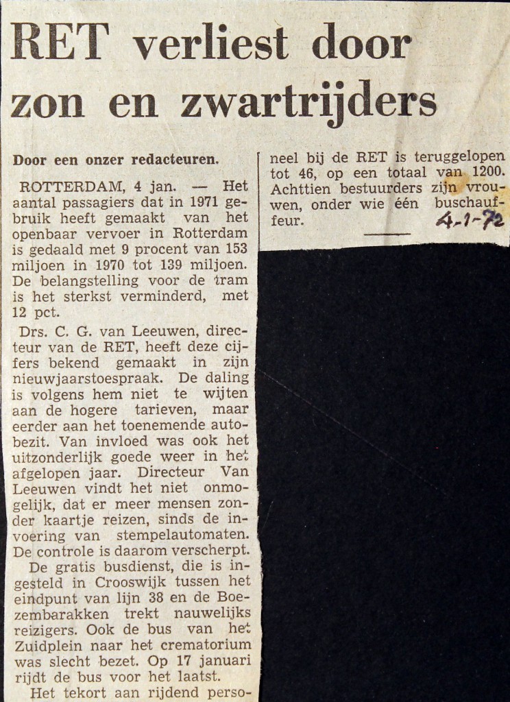 19720104 Verleis door zon en zwartrijden.