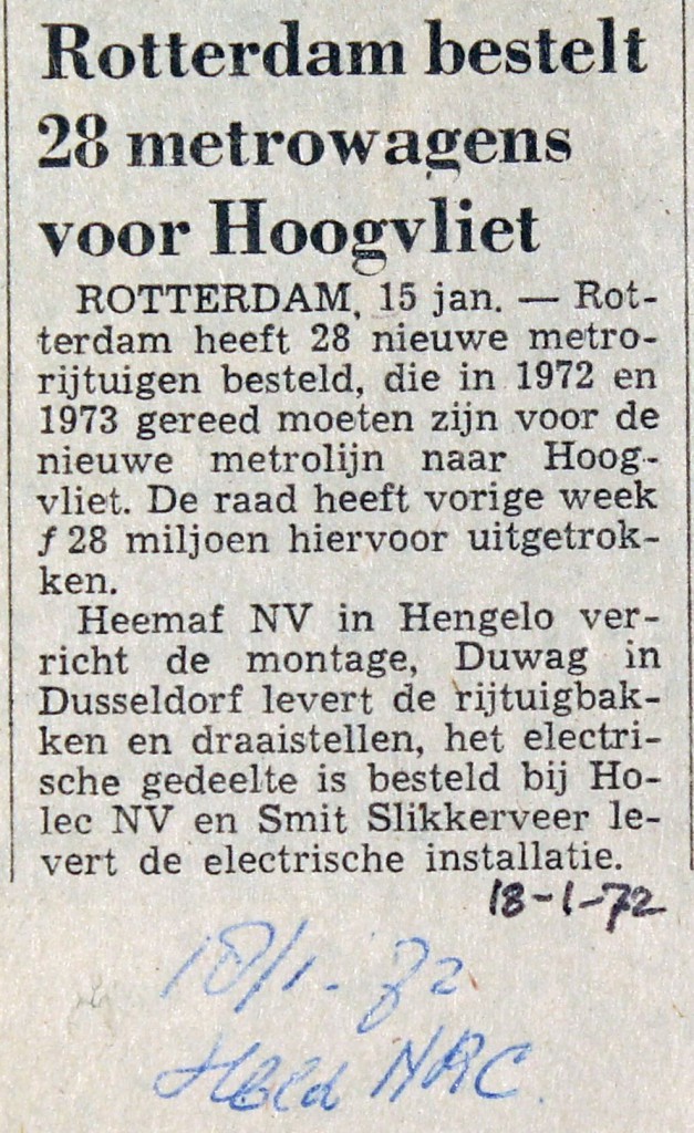 19720118 Metro's voor Hoogvliet.