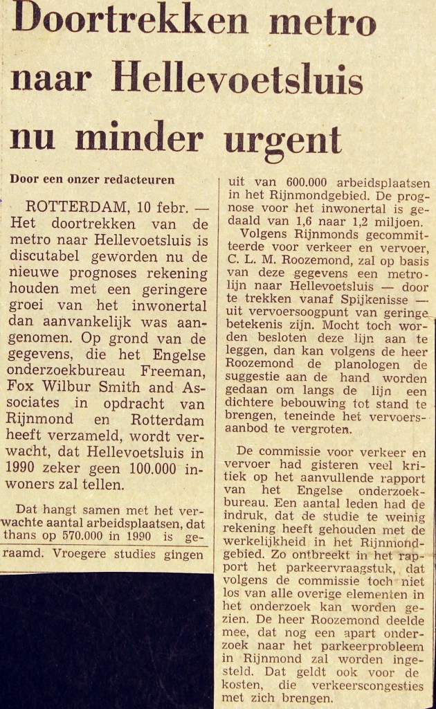 19720210 Metro Hellevoetsluis minder urgent. (NRC)