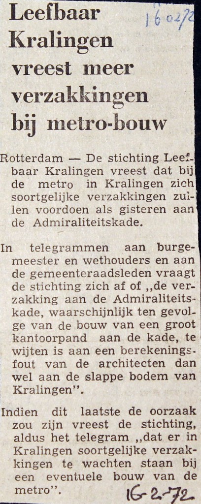 19720216 Meer verzakkingen door metro.
