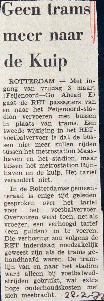 19720222 Geen tram naar de Kuip.