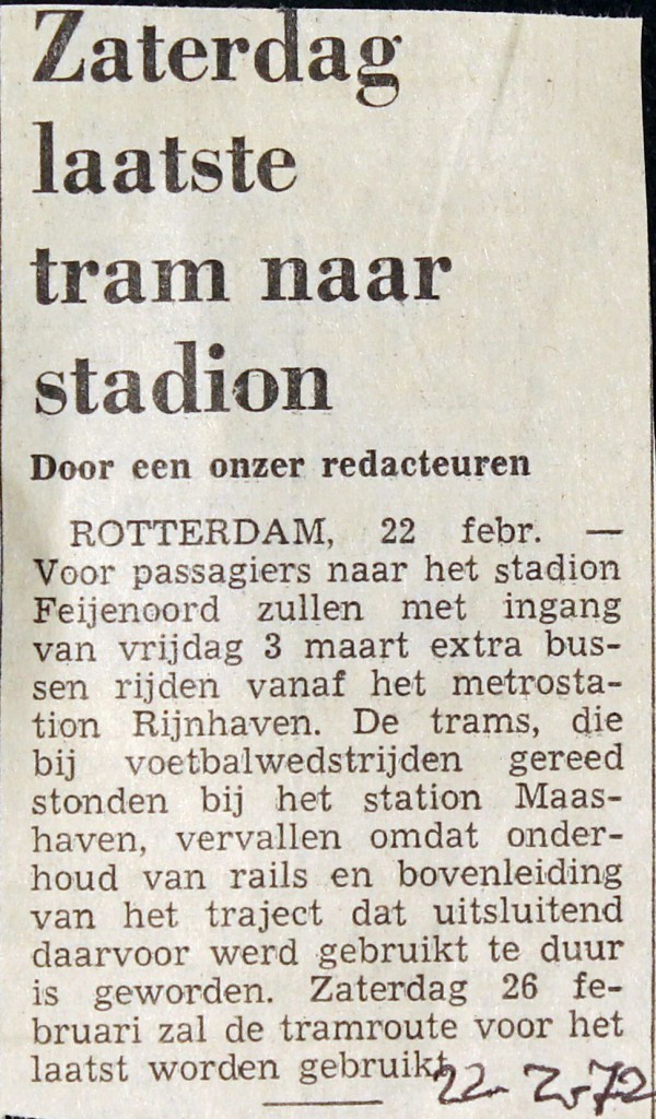 19720222 Laatste tram naar stadion.