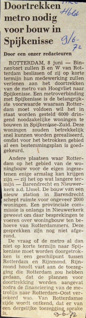 19720609 Doortrekken metro nodig. (NRC)