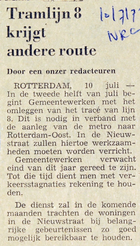 19720710 Lijn 8 andere route. (NRC)