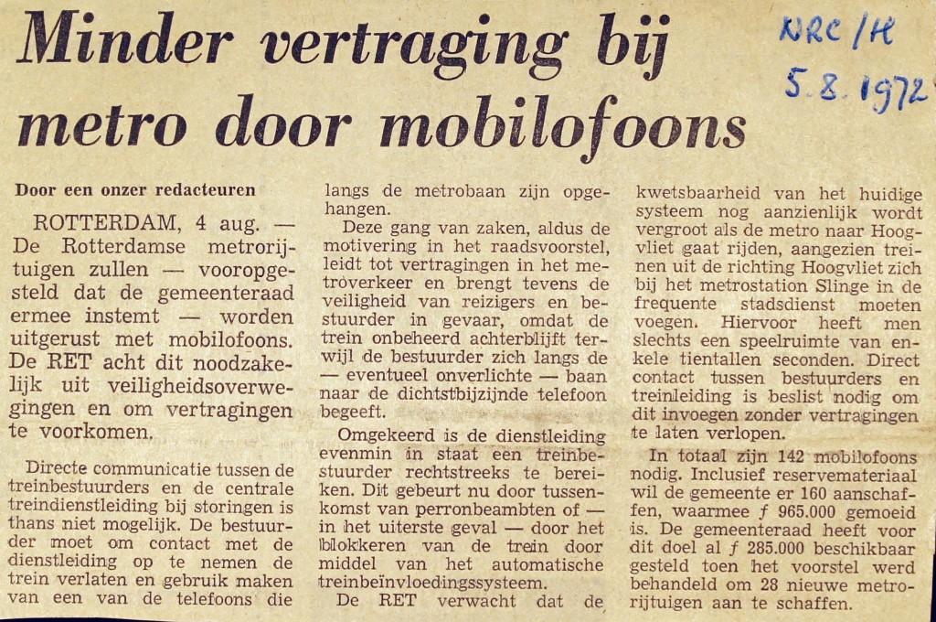 19720805 Minder vertraging door mob. (NRC)
