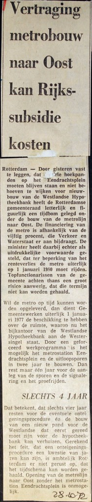 19721028 Vertraging metrobouw.