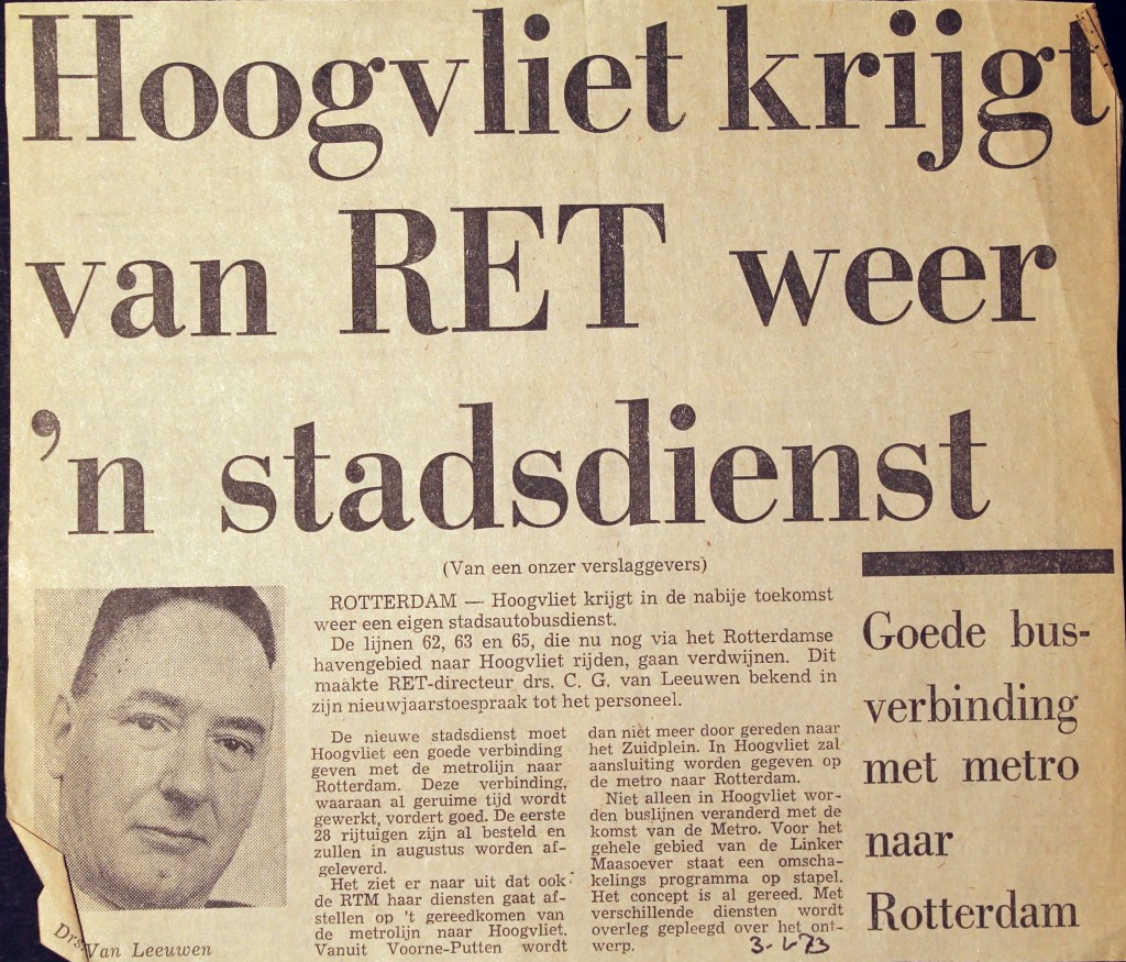 19730103 Hoogvliet krijgt stadsdienst.