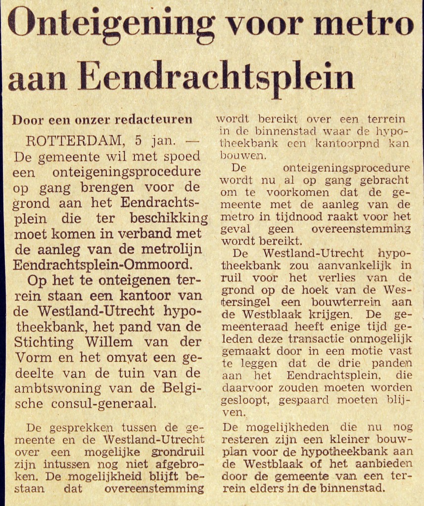 19730105 Onteigening Eendrachtsplein. (NRC)