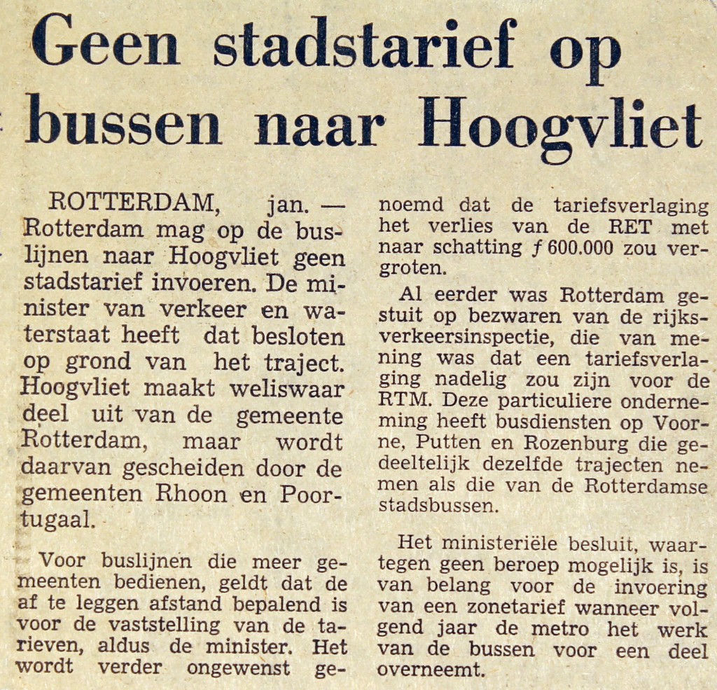 19730119 Geen stadstarief. (NRC)