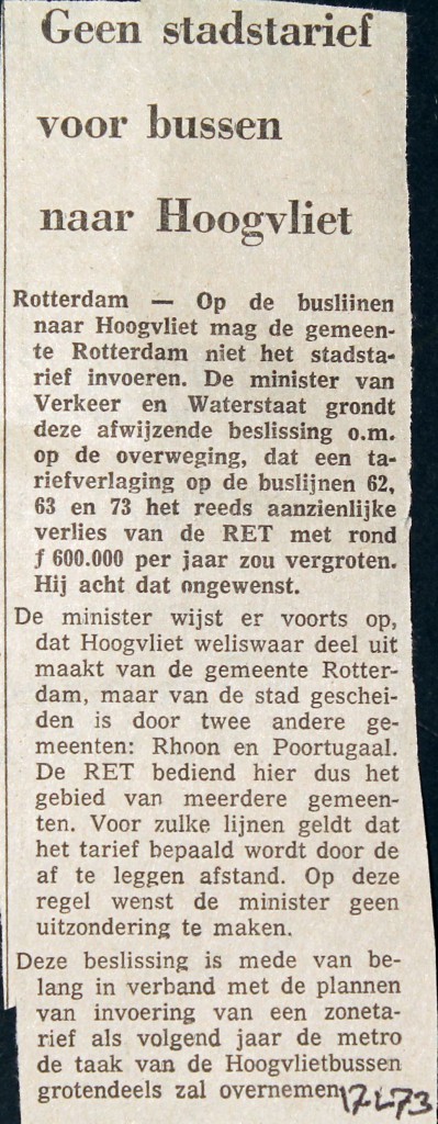 19730217 Geen stadstarief Hoogvliet.