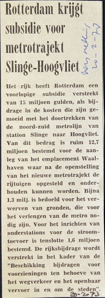 19730220 Subsidie Slinge - Hoogvliet.