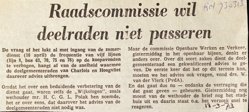 19730313 Raad wil deelraad passeren. (RN)