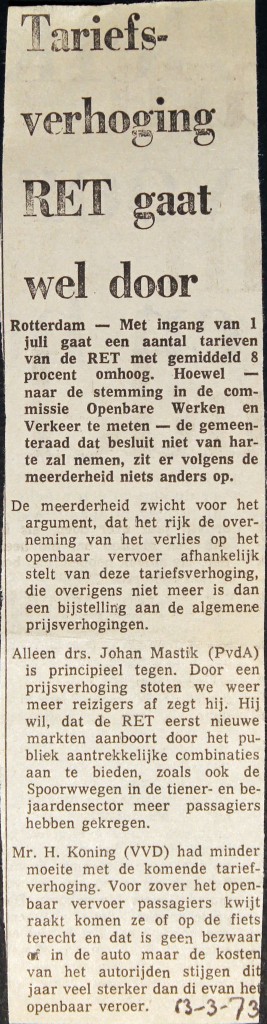 19730313 Tariefsverhoging gaat vdoor.