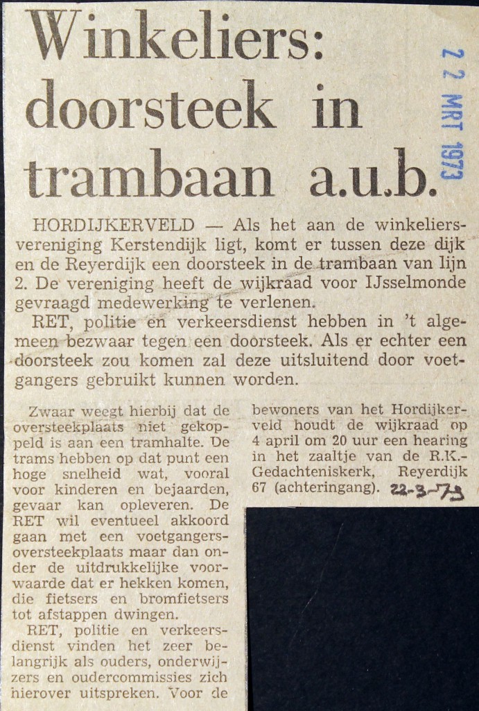 19730322 Doorsteek in trambaan.