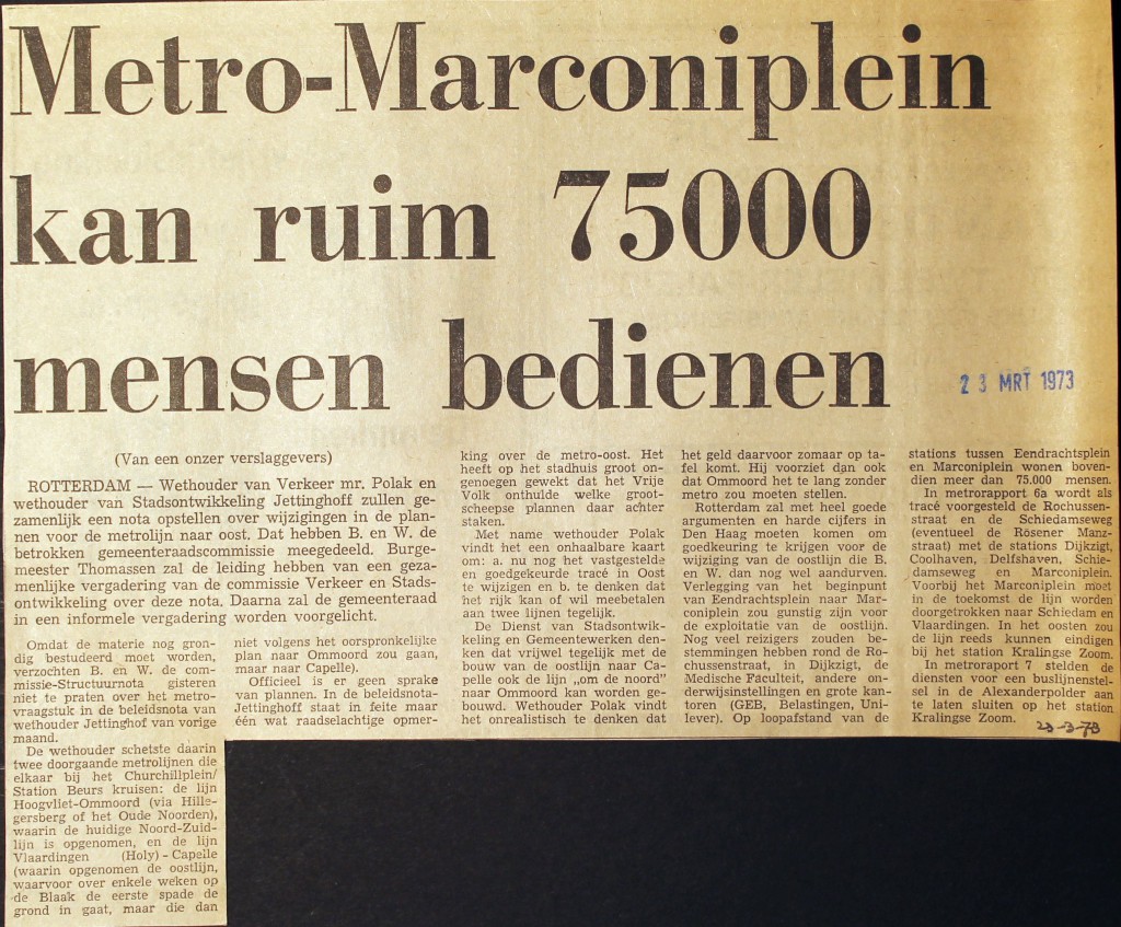 19730323 Metro bedien 75000 mensen.