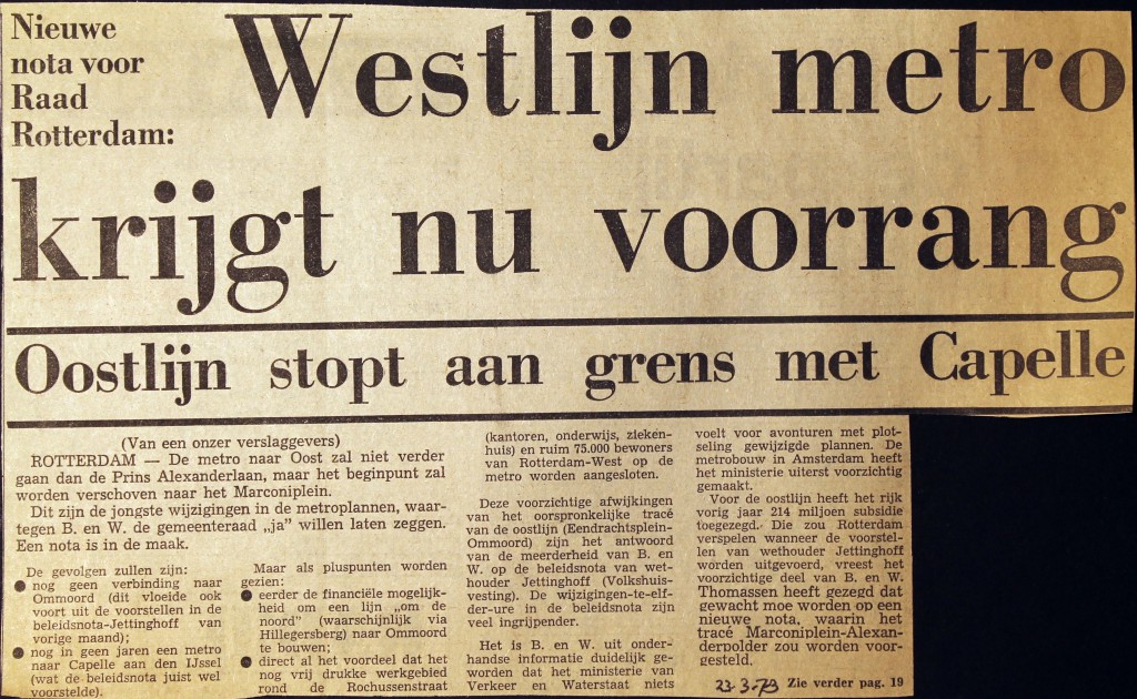 19730323 Westlijn krijgt voorrang.