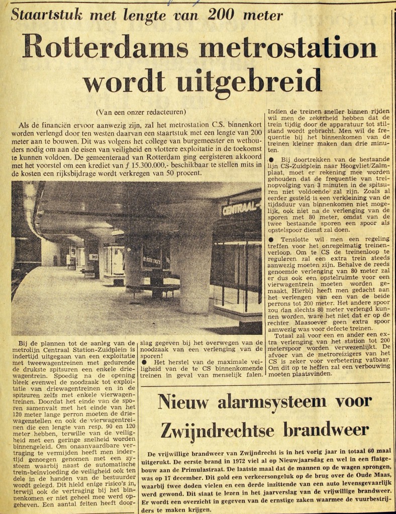 19730428 Metrostation uitgebreid. (Ref. DB)